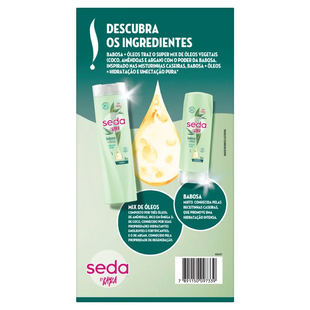 Kit Shampoo Seda Babosa + Óleos 300ml 1 Unidade + Condicionador Seda Babosa + Óleos 190ml 1 Unidade