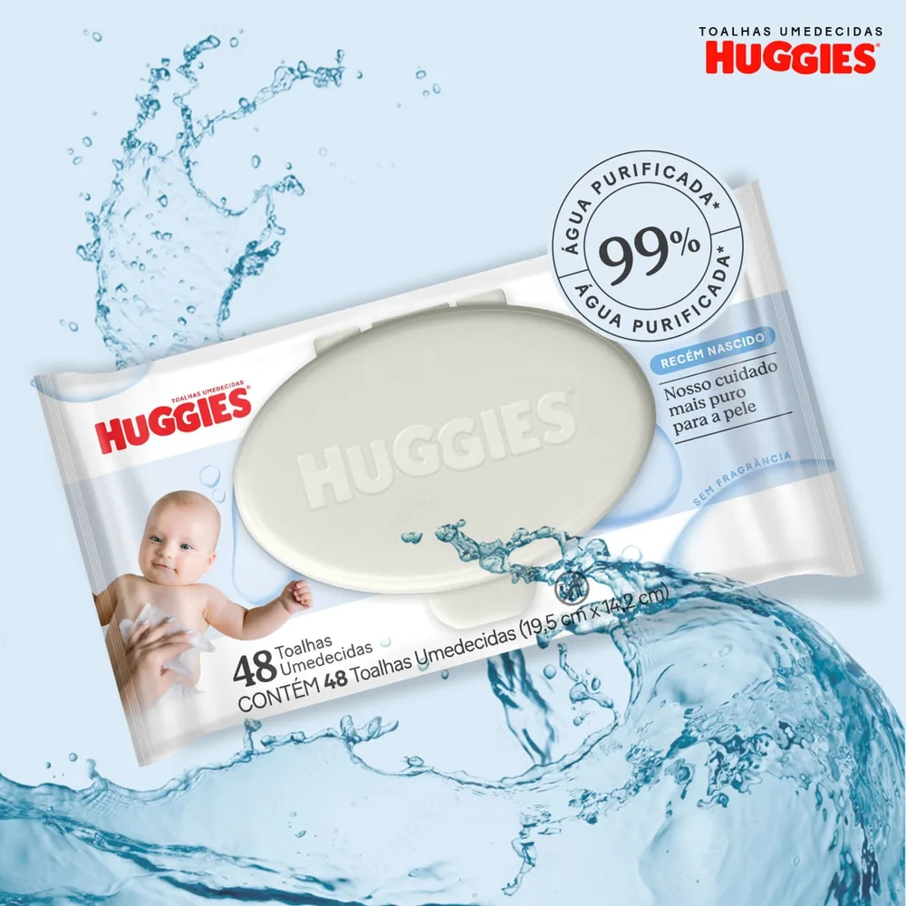 Lenços Umedecidos Huggies Recém-Nascido Sem Fragrância 48 Unidades