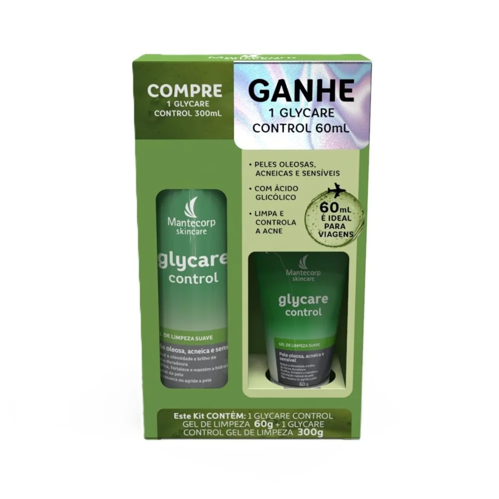 Kit Mantecorp Skincare Gel De Limpeza Facial Glycare Control 300g + Glycare Control 60g