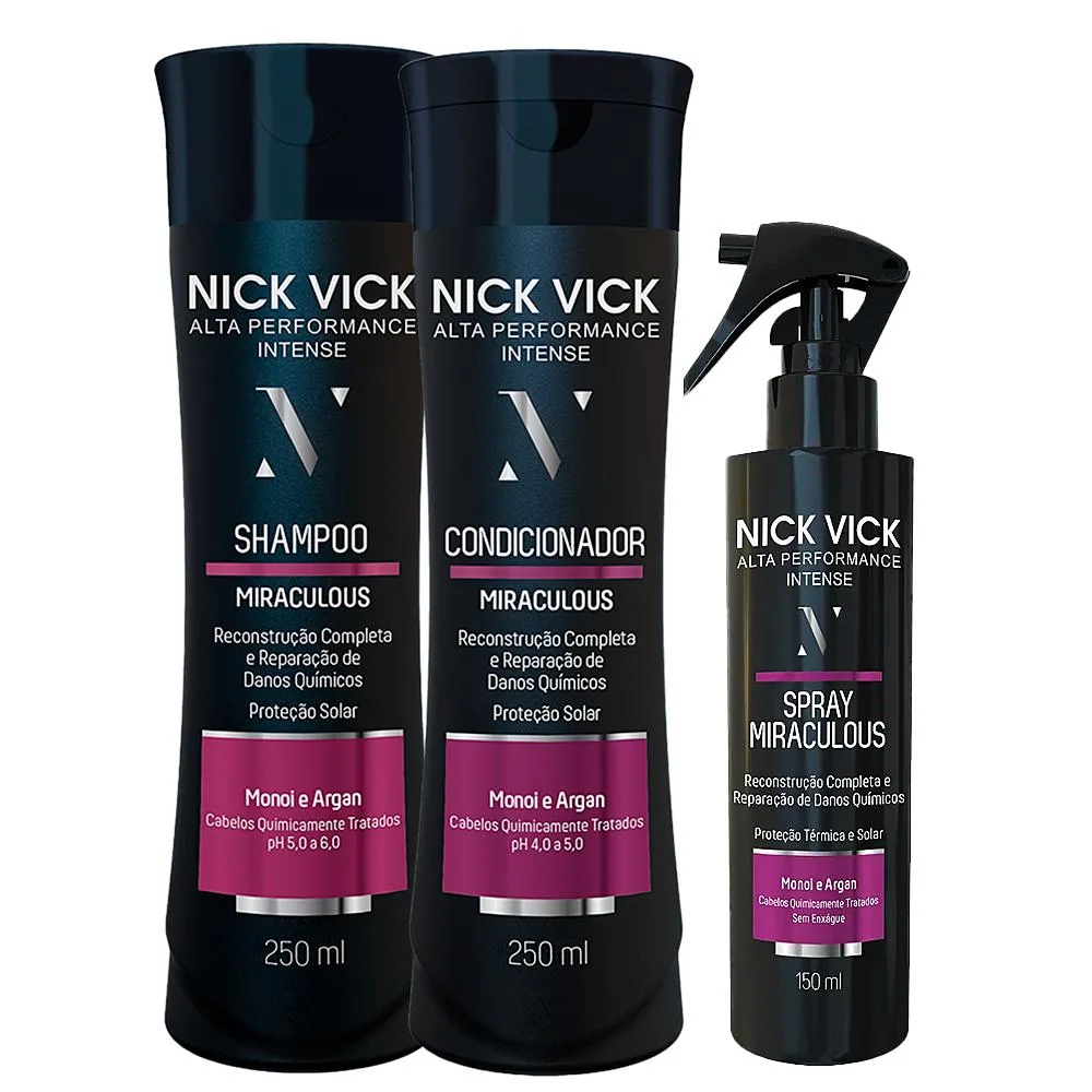 Kit Nick Vick Reestruturador - Shampoo - Condicionador - Spray