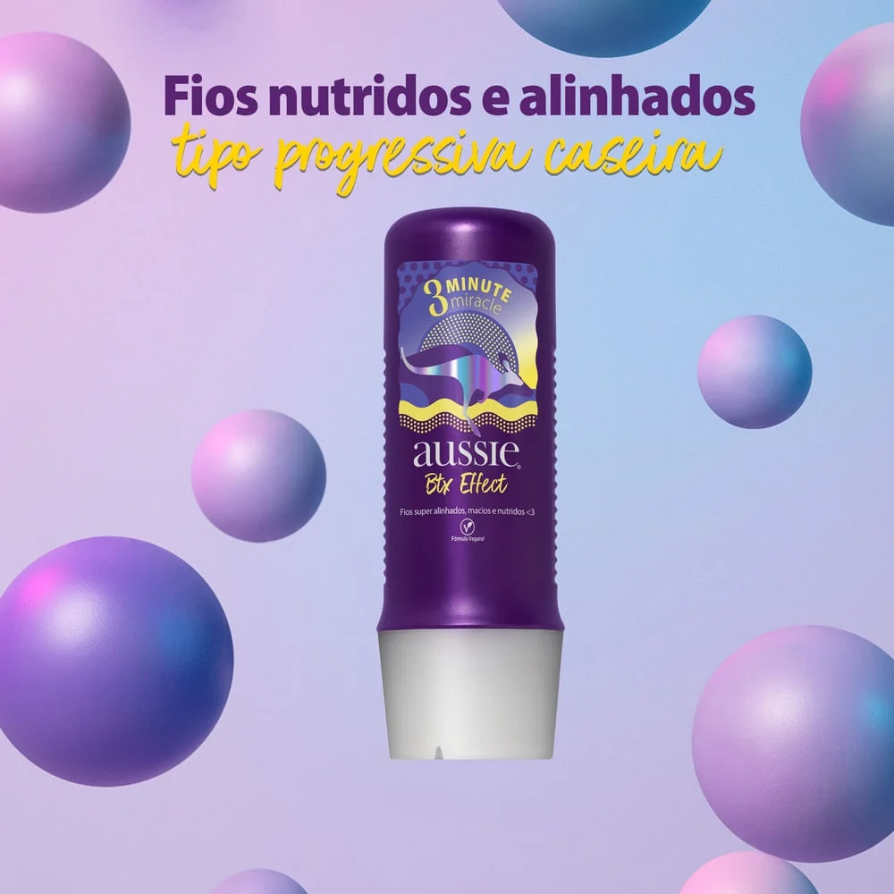 Creme de Tratamento Capilar Aussie 3 Minutos Milagrosos Btx Effect Fios Nutridos e Alinhados 236ml