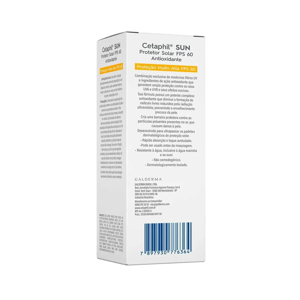 Protetor Solar Facial Cetaphil Sun Light Fluid FPS60 Antioxidante Sem Cor 50ml