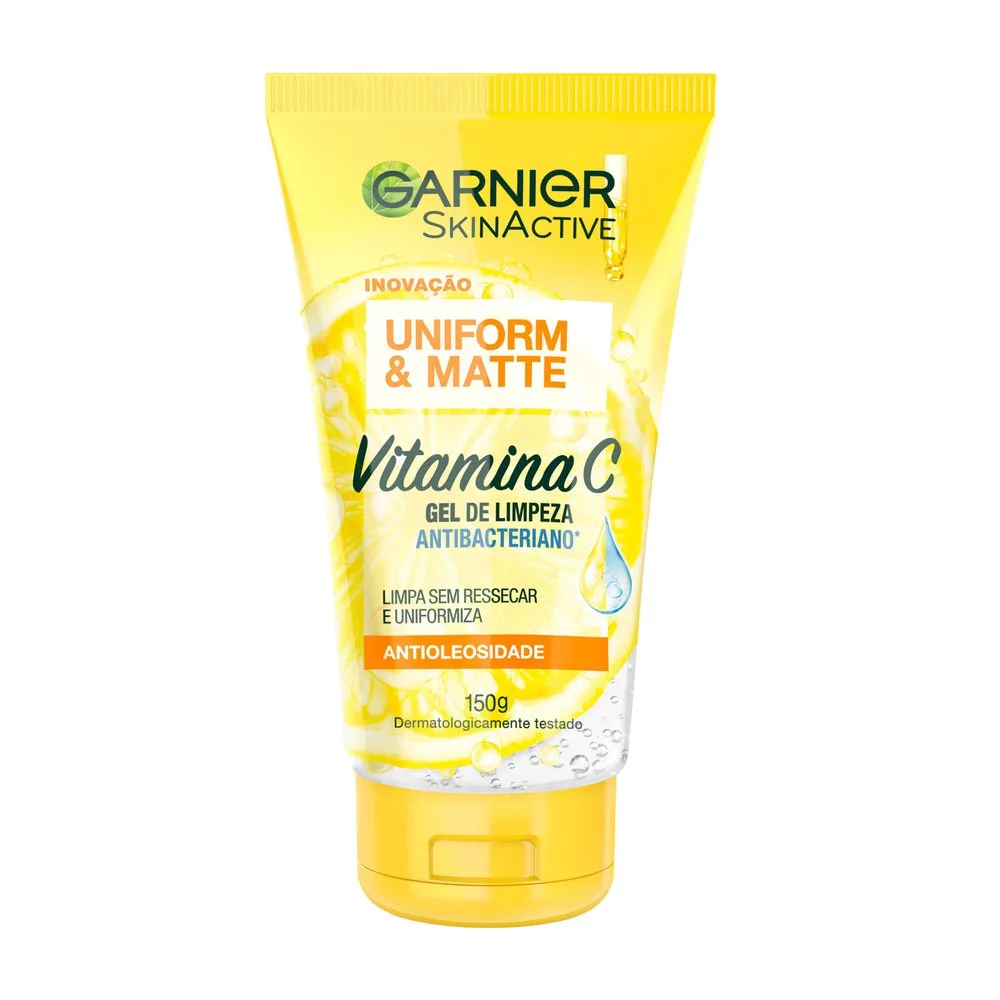 Gel de Limpeza Facial Garnier Uniform & Matte Antibacteriano com Vitamina C 150ml