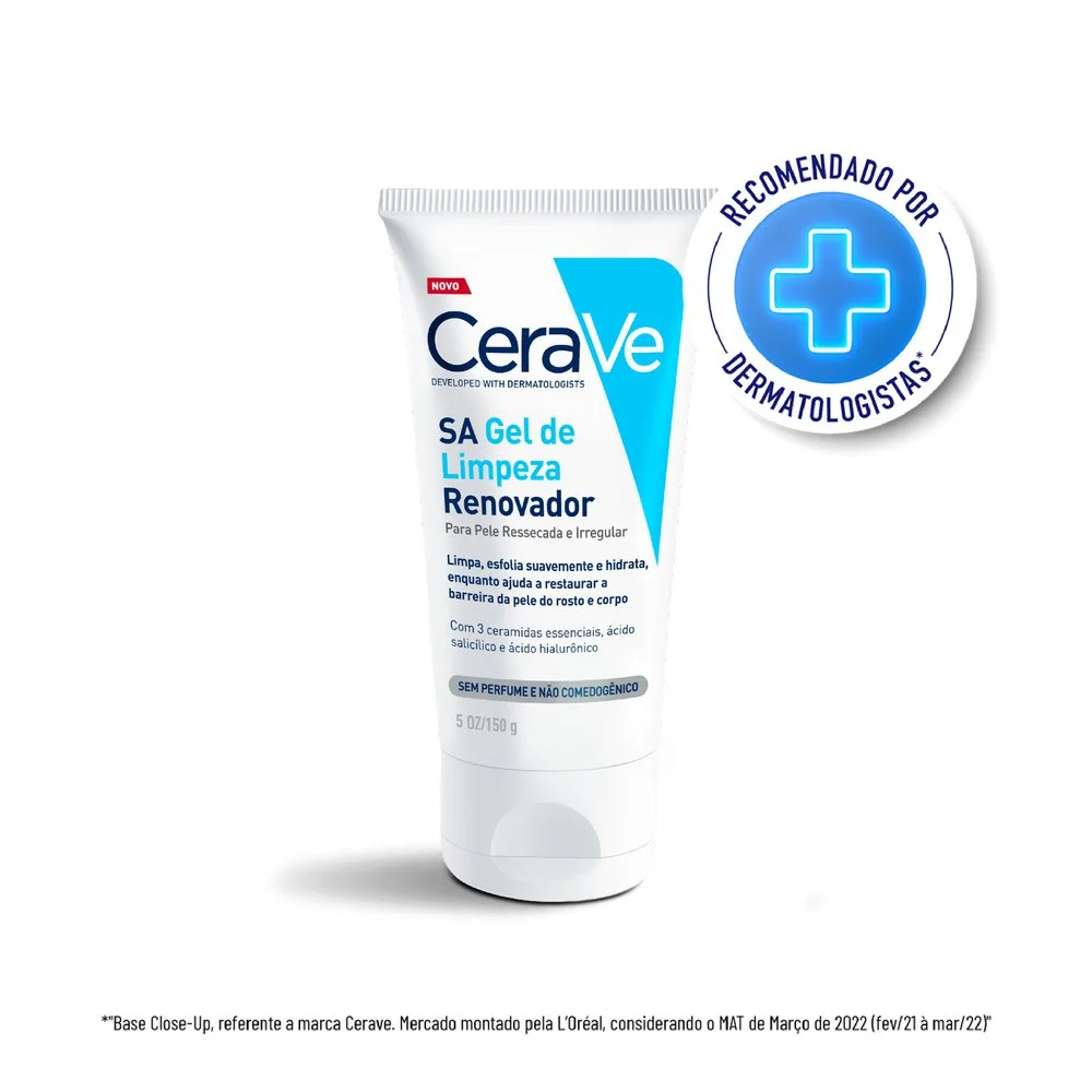 Gel de Limpeza Facial CeraVe SA Renovador Pele Ressecada Sem Perfume 150g
