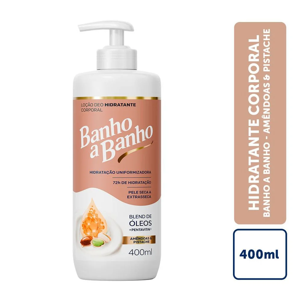 Deo-Hidratante Banho A Banho Loção Amêndoas Pistache Blend De Óleos E Pentavitin 72h 400ml