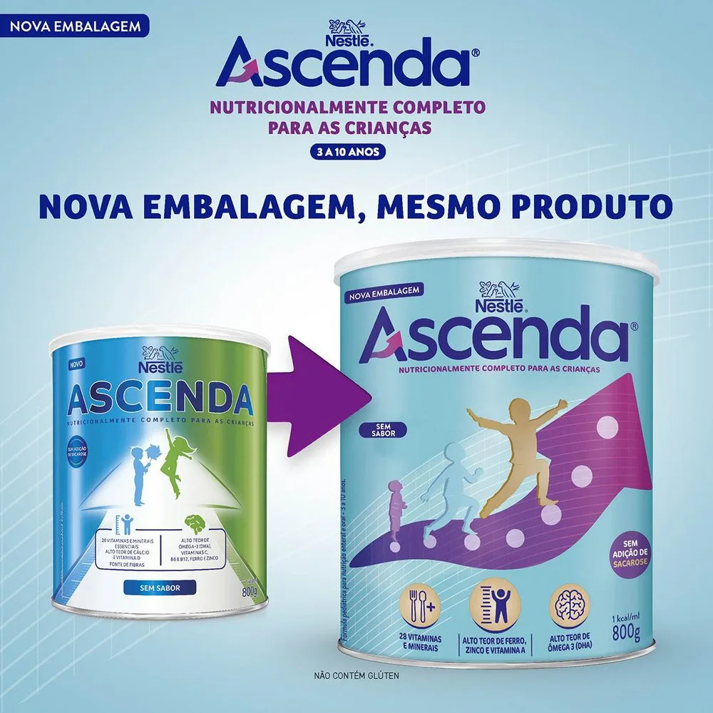 Suplemento Alimentar Infantil Ascenda Sem Sabor 800g