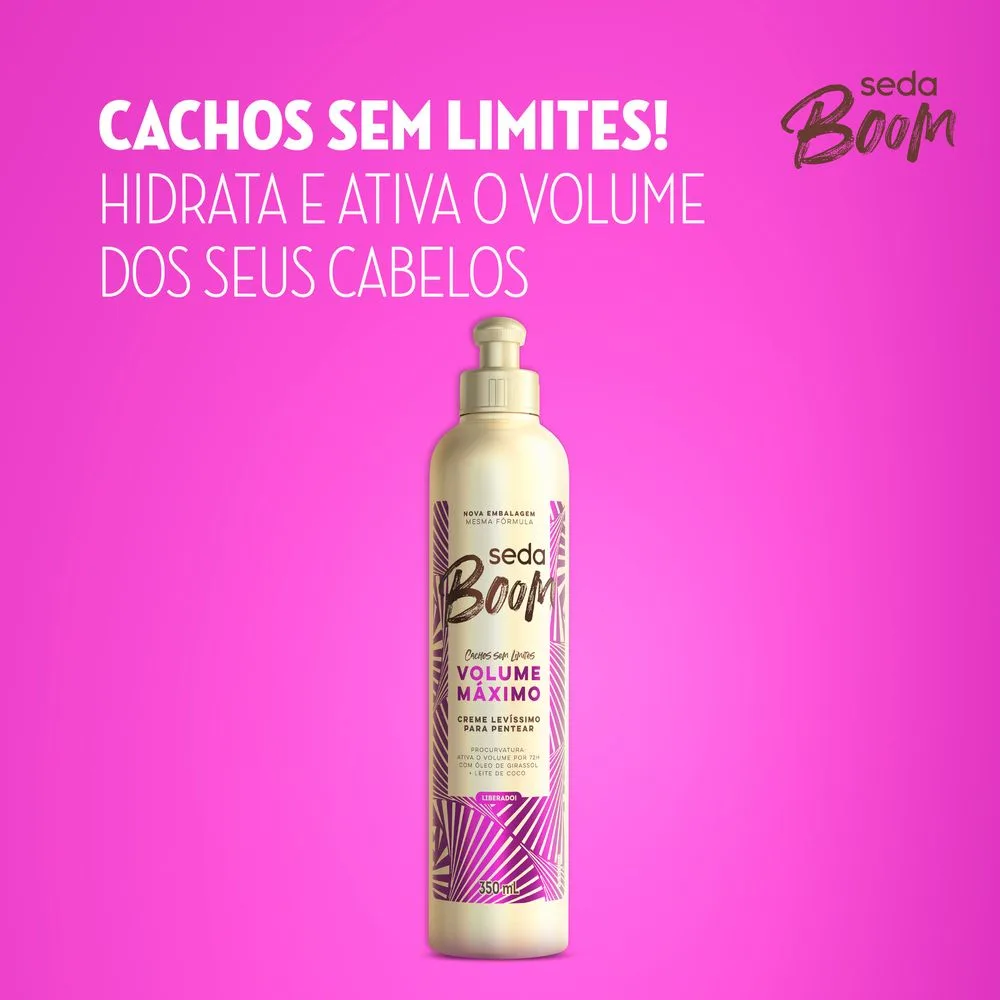 Creme de Pentear Seda Boom Cachos Sem Limite Volume Máximo 350ml