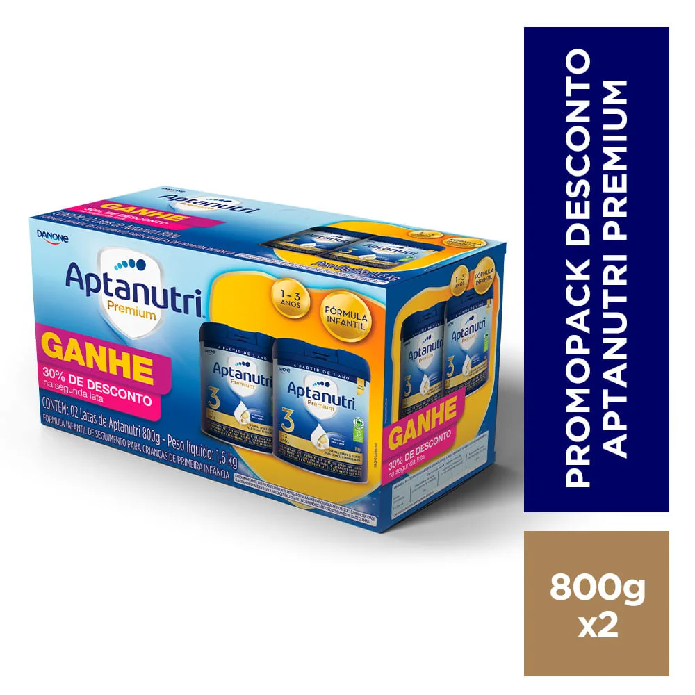 Kit Aptanutri Fórmula Infantil Premium 3 1 a 3 anos 800g 2 Unidades