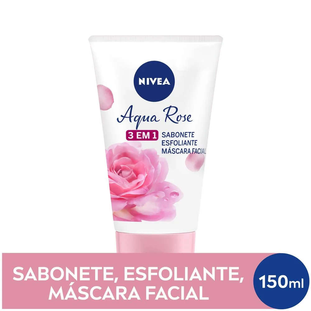 Sabonete Facial Nivea Aqua Rose 3 em 1 Argila e Ácido Hialurônico 150ml
