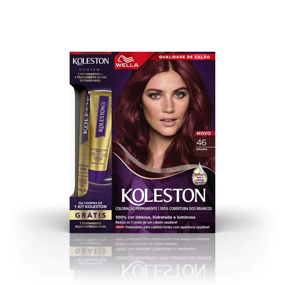 Tintura Koleston Borgonha 46 Grátis Tratamento Gloss Intenso 40ml