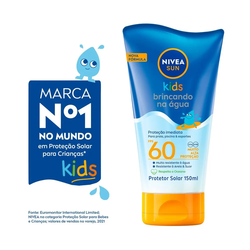 Protetor Solar Nivea Sun Kids Brincando na Água FPS60 150ml