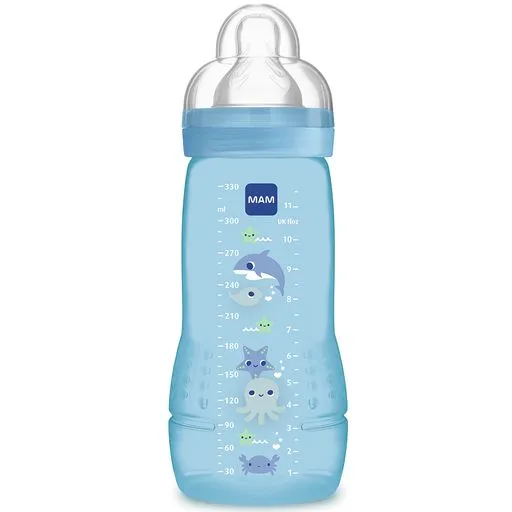 Mamadeira MAM Easy Active Antivazamento Sem BPA +4 meses Azul 330ml 1 Unidade