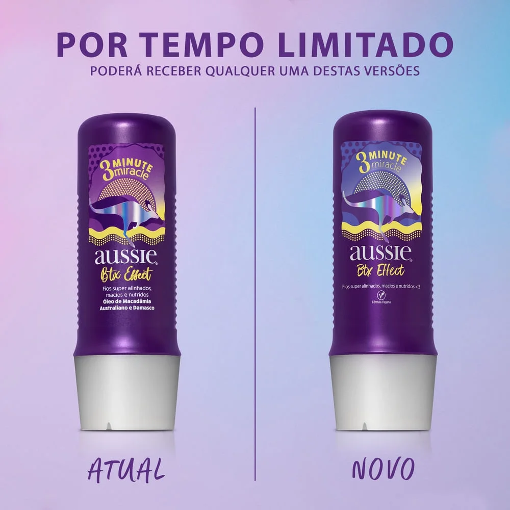 Creme de Tratamento Capilar Aussie 3 Minutos Milagrosos Btx Effect Fios Nutridos e Alinhados 236ml