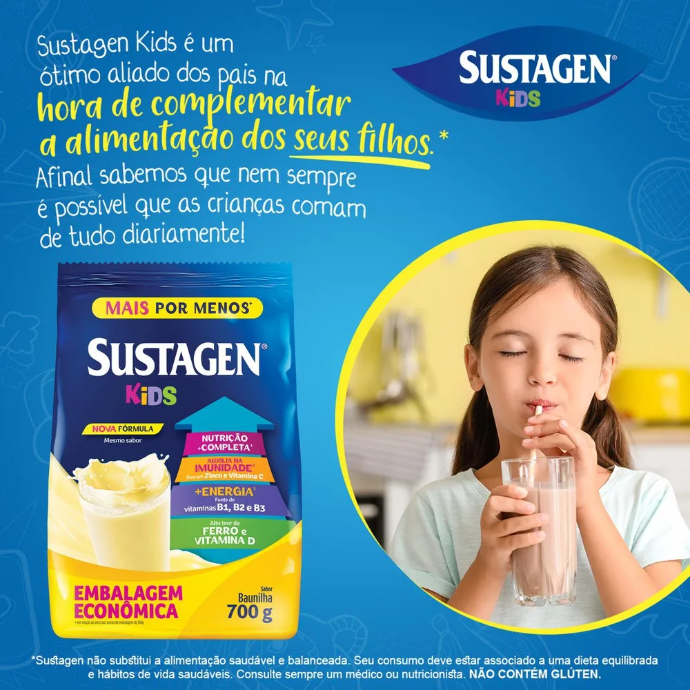 Complemento Alimentar Infantil Sustagen Kids Sabor Baunilha 700g