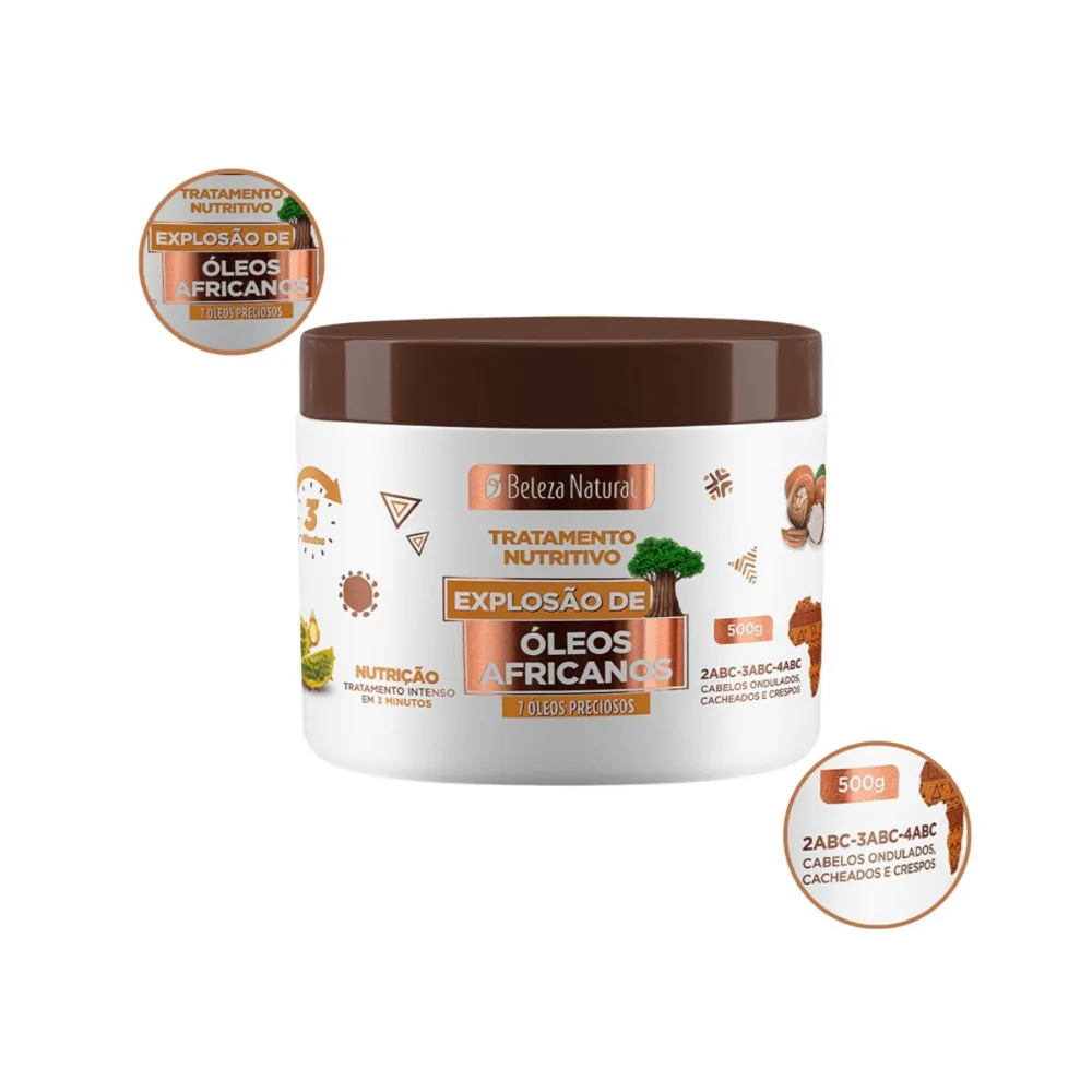 Creme de Tratamento Capilar Beleza Natural Explosão de Óleos Africanos Nutrição 500g