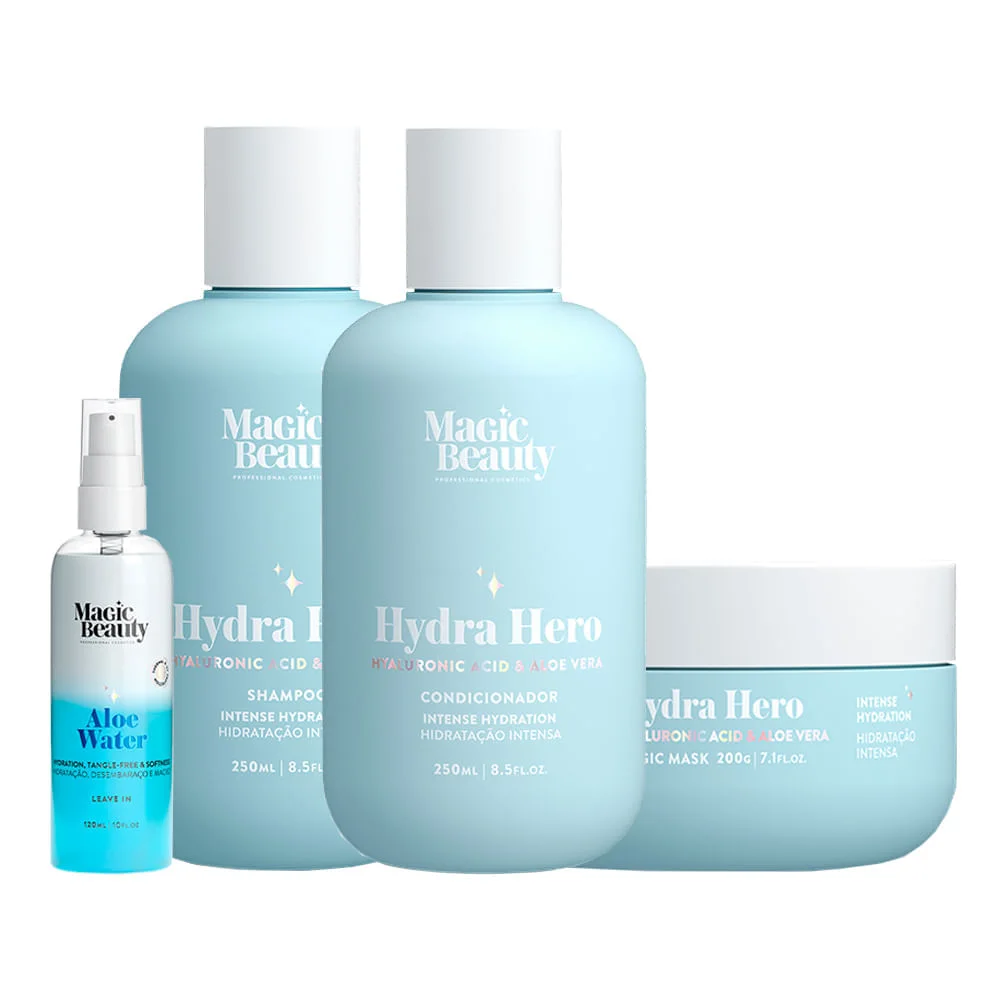 Kit Magic Beauty Hydra Hero - Shampoo 250ml + Condicionador 250ml + Máscara 200g + Leave-In 120ml