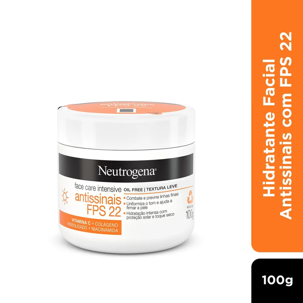 Creme Facial Neutrogena Face Care Intensive Antissinais FPS 22 100g