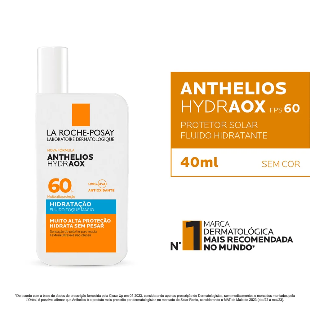 Protetor Solar Facial La Roche-Posay Anthelios Hydraox FPS60 Fluído Hidratante 40ml