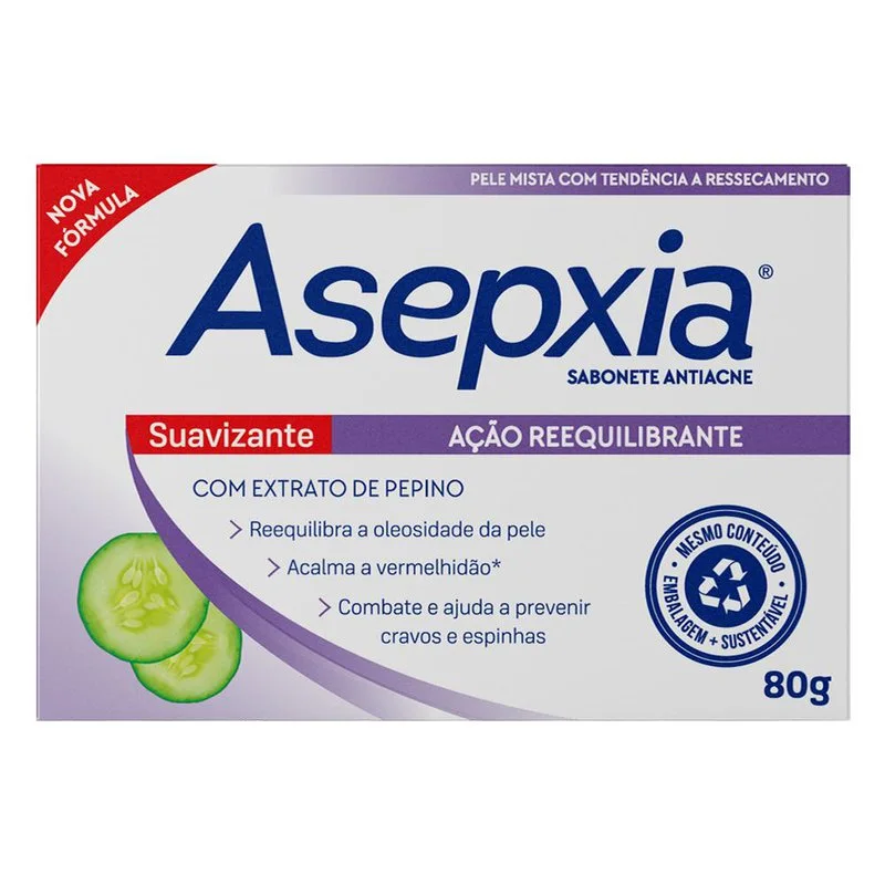 Sabonete em Barra Facial Asepxia Suavizante Ácido Salicílico 2% e Extrato de Pepino 80g