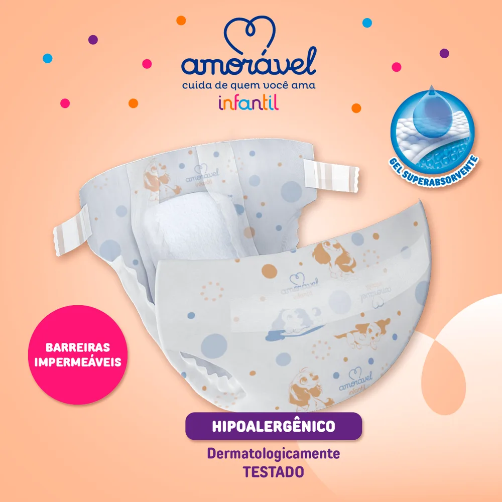 Fralda Amoravel Basic M 70 Unidades