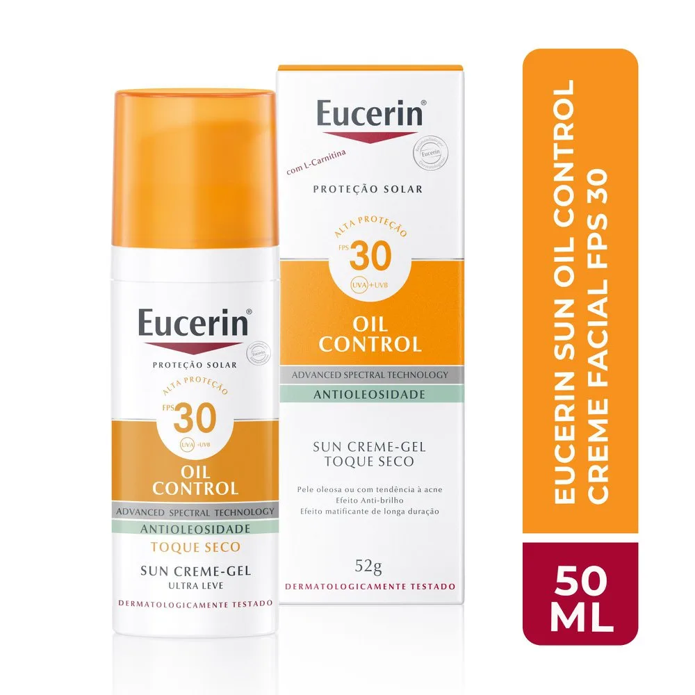 Protetor Solar Facial Eucerin Sun Oil Control FPS30 Toque Seco Gel Creme 50ml