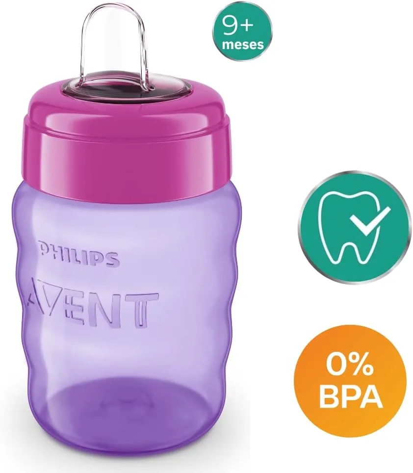 Copo de Transição Philips Avent Easy Sip +9 meses Antivazamento Rosa 260ml 1 Unidade