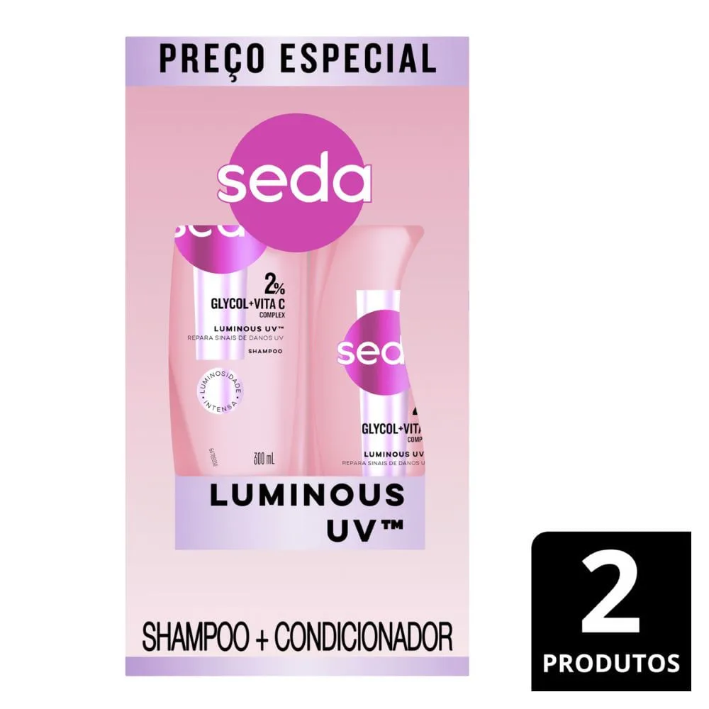 Kit Shampoo Seda Luminous UV 300ml 1 Unidade + Condicionador Seda Luminous UV 190ml 1 Unidade