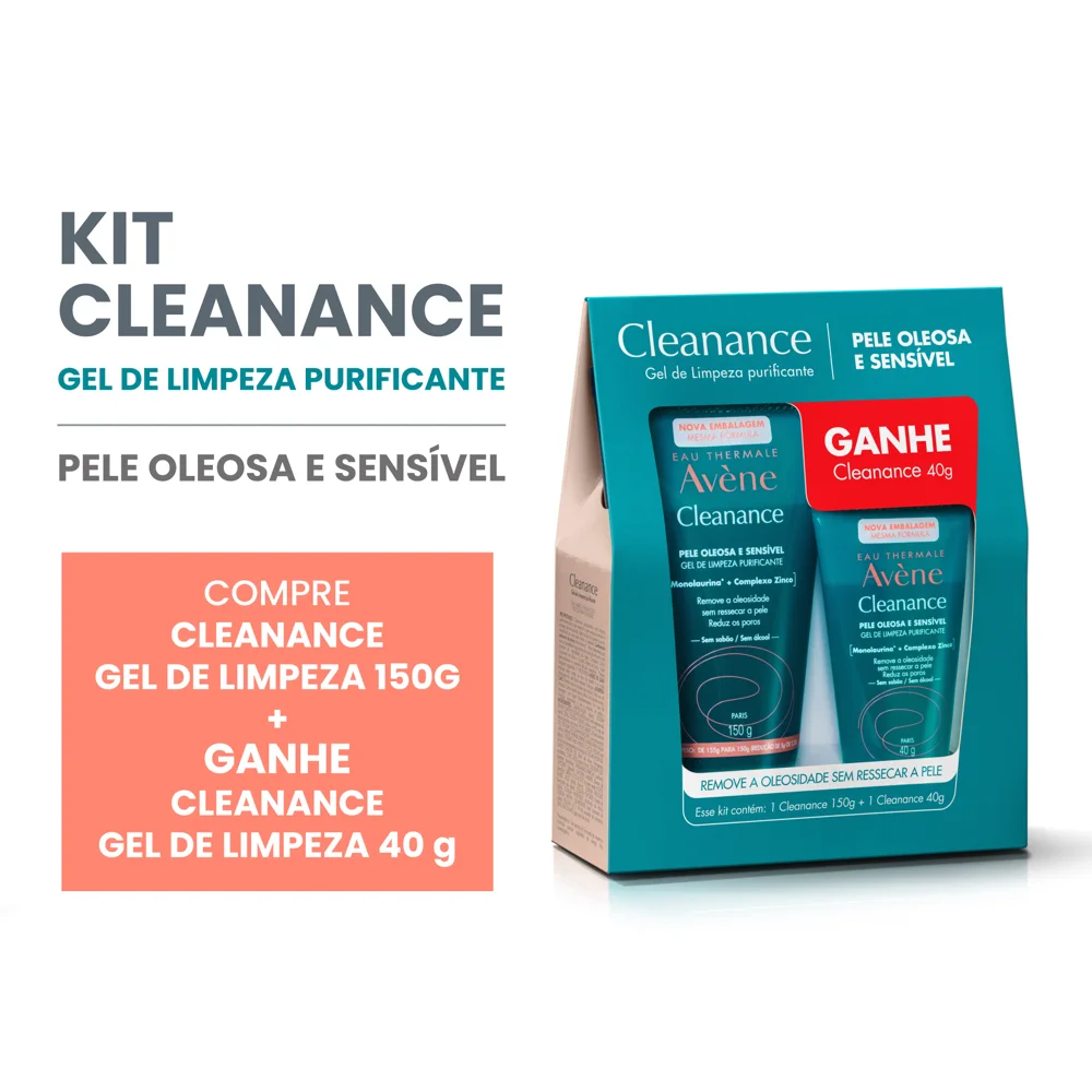 Kit Gel de Limpeza Facial Avène Cleanance Purificante 150g + Gel de Limpeza Facial Avène Cleanance Purificante40g