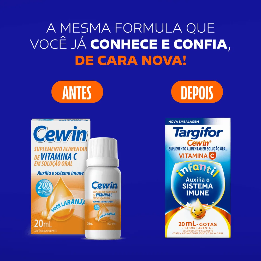 Suplemento Alimentar Targifor Cewin Kids Te Protege! Vitamina C Sabor Laranja Gotas 20ml