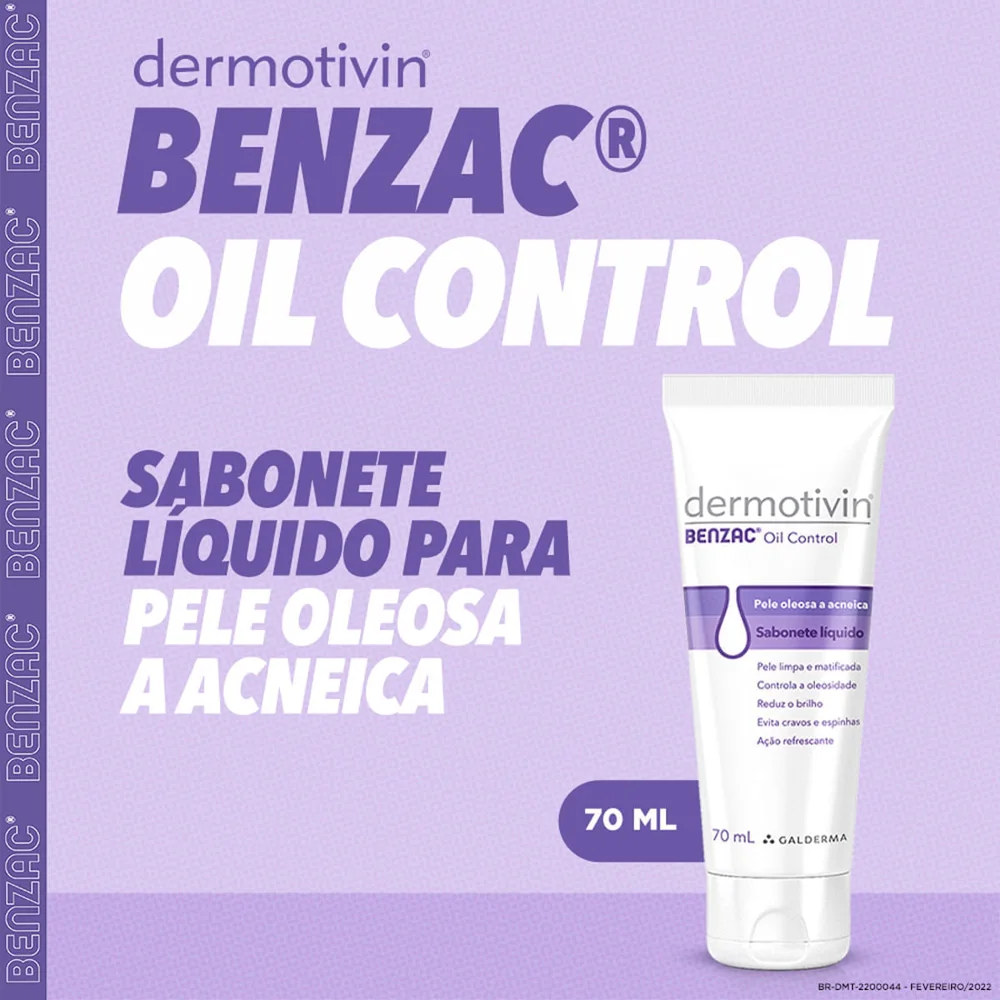 Sabonete Líquido Facial Dermotivin Benzac Oil Control Pele Oleosa e Acneica 70ml