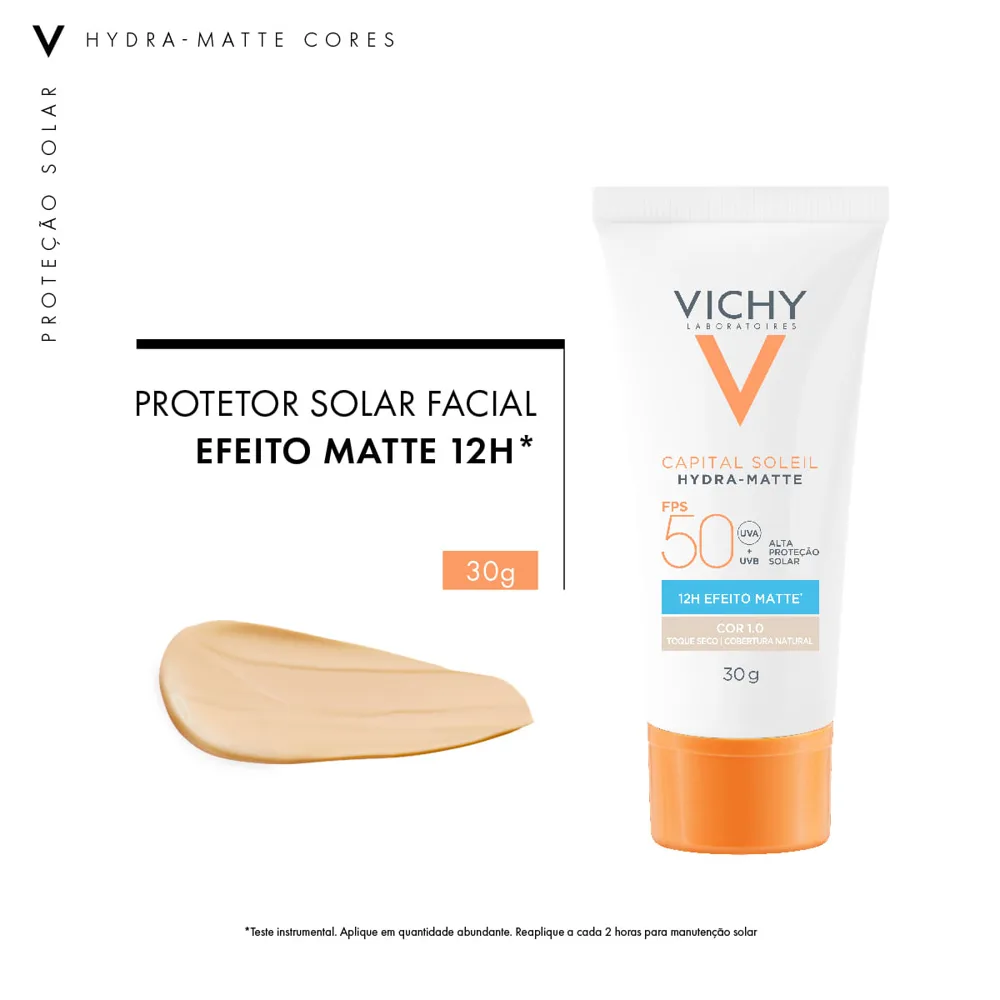 Protetor Solar Facial Vichy Capital Soleil Hydra-Matte FPS50 Cor 1.0 30g