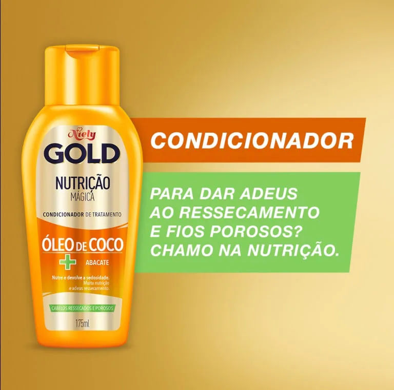 Kit Shampoo Niely Gold Nutrição Poderosa 275ml 1 Unidade + Condicionador Niely Gold Nutrição Poderosa 175ml 1 Unidade