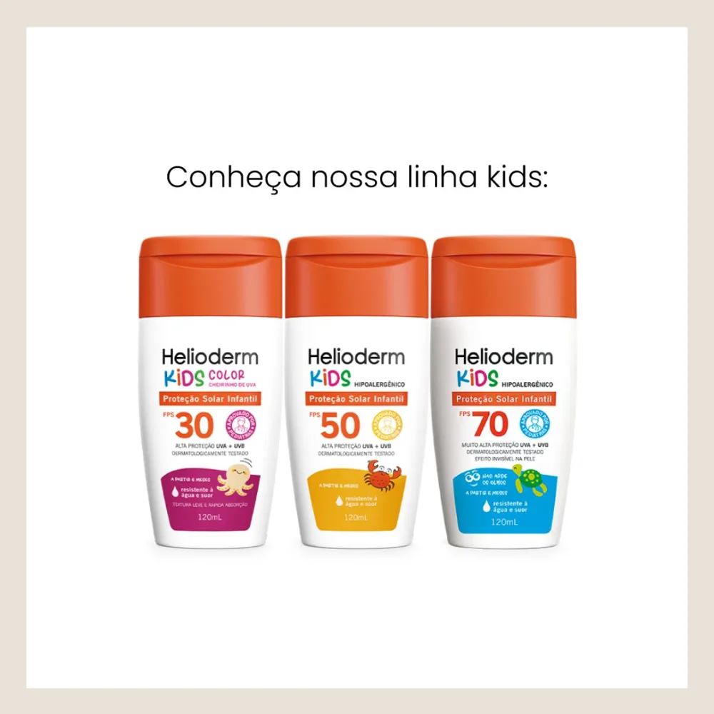 Protetor Solar Helioderm Suncare Kids Color FPS30 Cheirinho de Uva 120ml