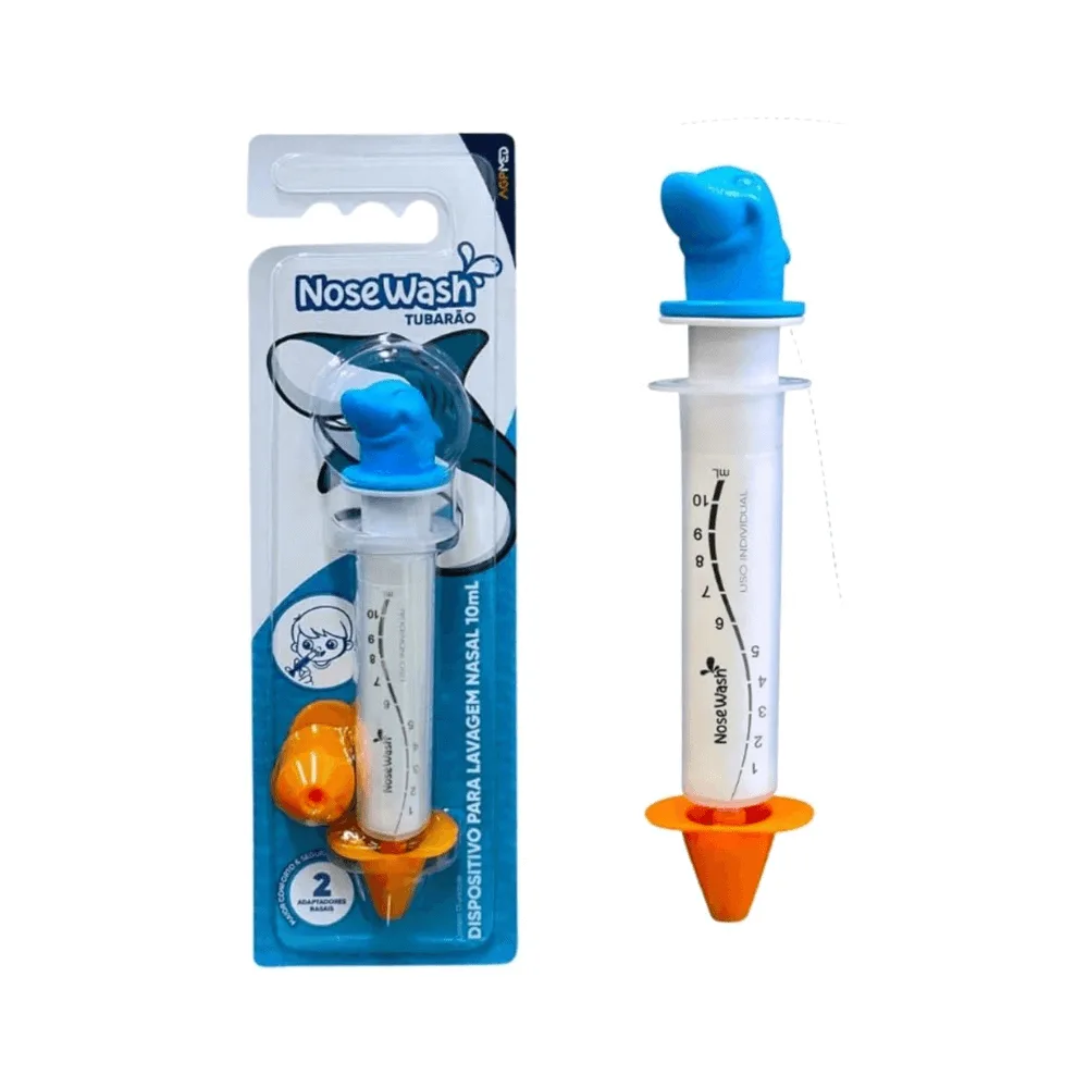 Dispositivo de Lavagem Nasal Nosewash Tubarão 10ml + 2 Adaptadores
