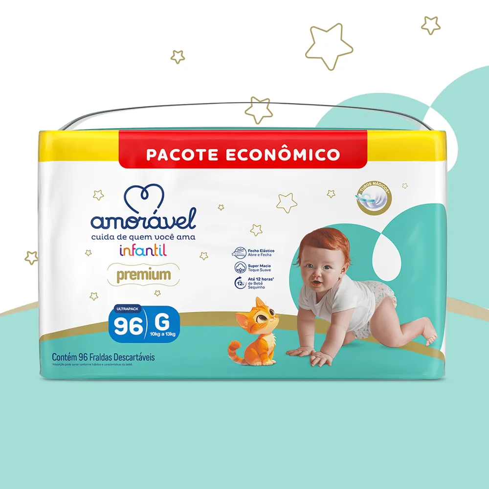 Fralda Amorável Premium Ultrapack G 96 Unidades
