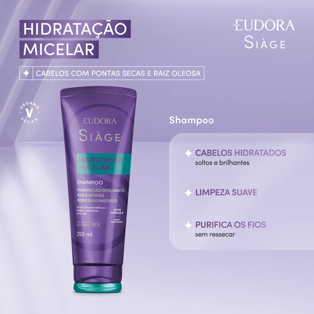Shampoo Eudora Siàge Hidratação Micelar 250ml