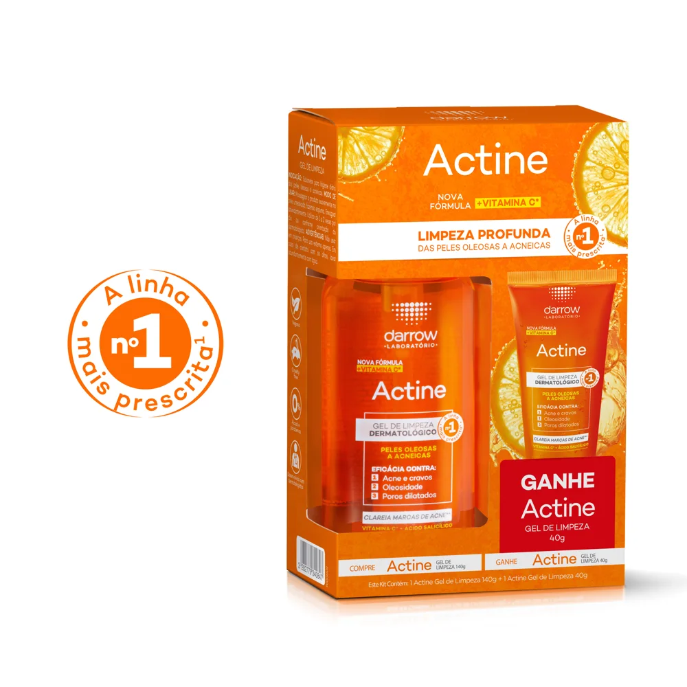 Kit Gel de Limpeza Facial Actine Darrow 140g 1 Unidade + Gel de Limpeza Facial Actine Darrow 40g 1 Unidade