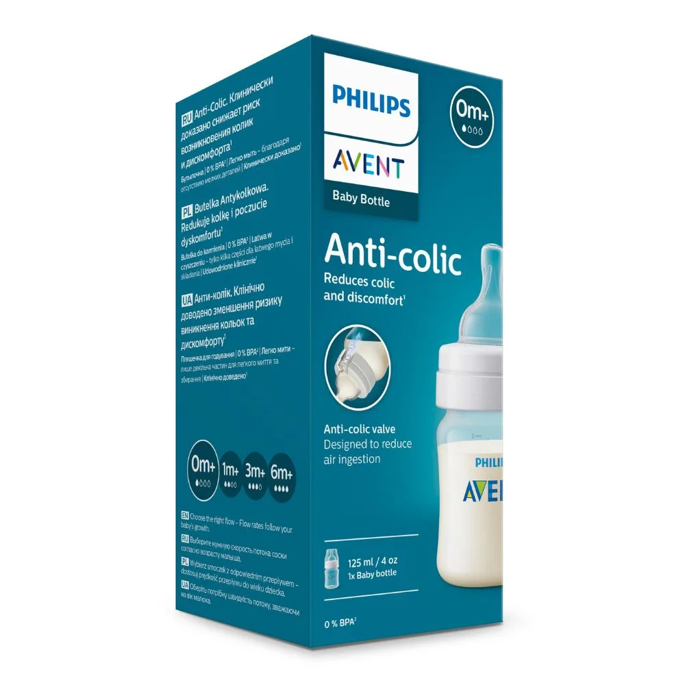 Mamadeira Philips Avent Classic+ +0 meses Anticólicas Fluxo Muito Lento 125ml 1 Unidade