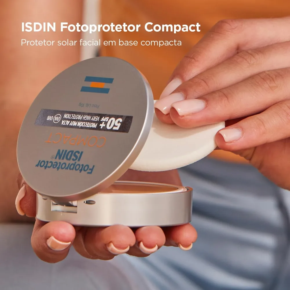 Protetor Solar Facial ISDIN Compact FPS50+ Pó Compacto Cor Areia 10g