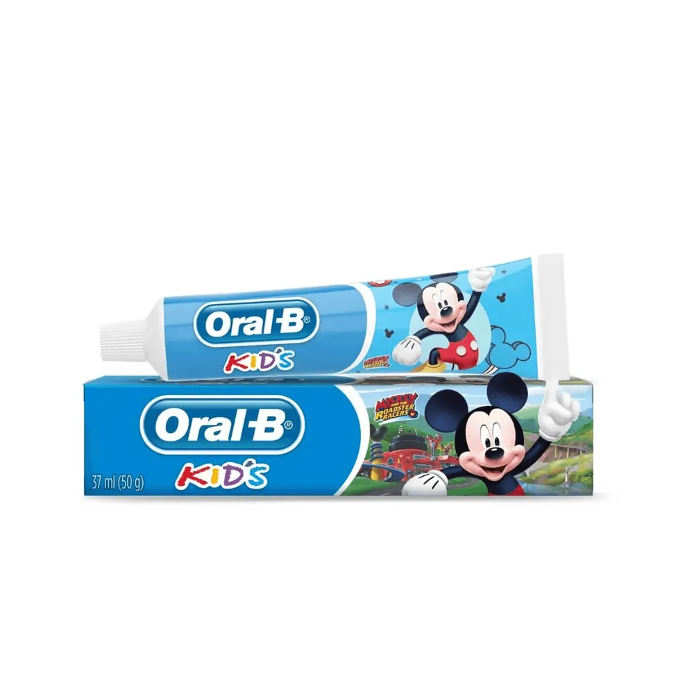 Creme Dental Infantil Oral-B Kids Mickey Anticáries com Flúor Zero Açúcar Sabor Bubble Gum 50g