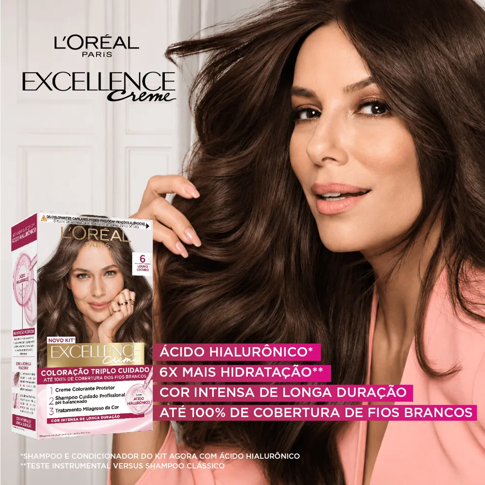 Kit L'Oréal Tintura Imédia excellence Louro Escuro 6 + Tuntura Magic Retouch Castanho Claro Spray 75ml