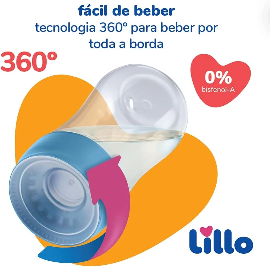 Copo de Transição Lillo Super Evolution 360º +8 meses Antivazamento Rosa 300ml 1 Unidades