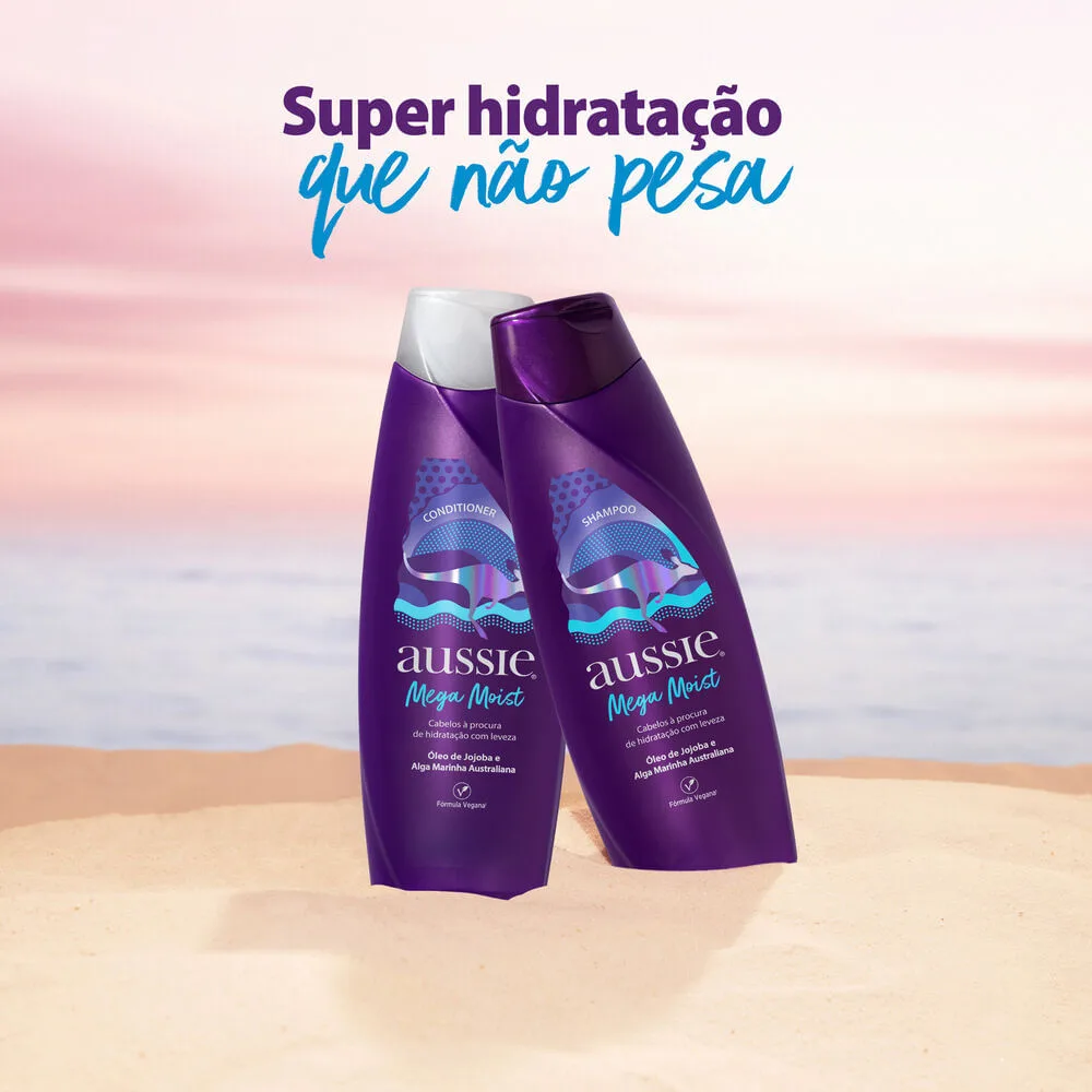 Kit Shampoo Aussie Mega Moist 360ml 1 Unidade + Condicionador Aussie Mega Moist 180ml 1 Unidade