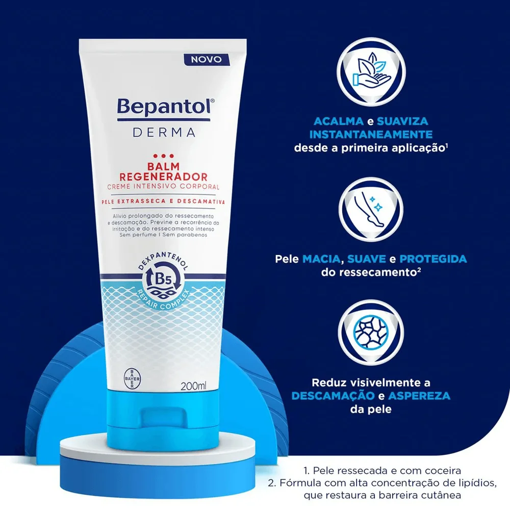 Creme Corporal Bepantol Derma Balm Hidratante para Pele Extrasseca e Descamativa 200ml