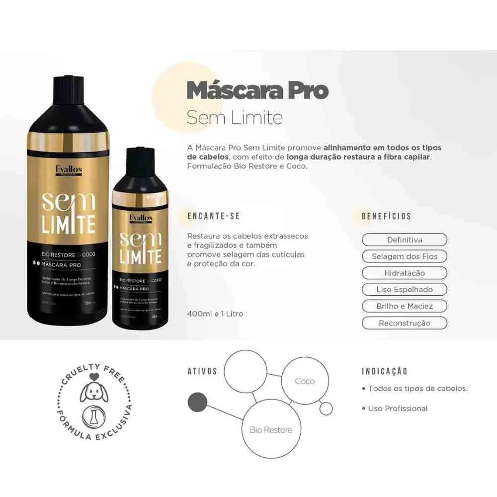 Évallos Profissional - Kit Shampoo Antirresíduo Detox + Máscara Progressiva 2x400ml