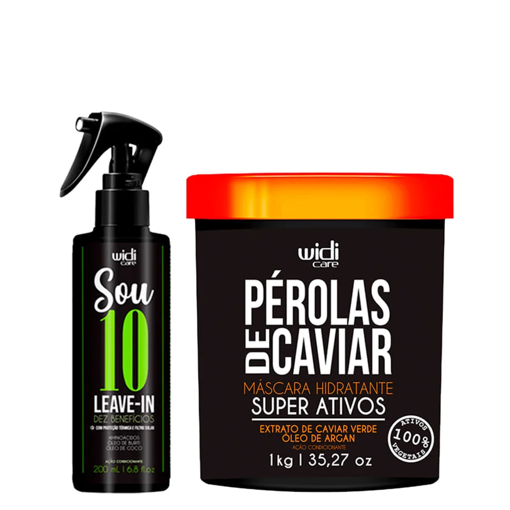 Kit Widi Care Pérolas de Caviar Máscara 1000ml + Leave-In Sou 10 200ml