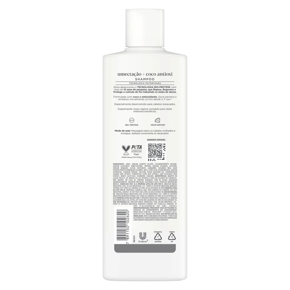 Shampoo Dove Umectação + Coco Antioxi 370ml