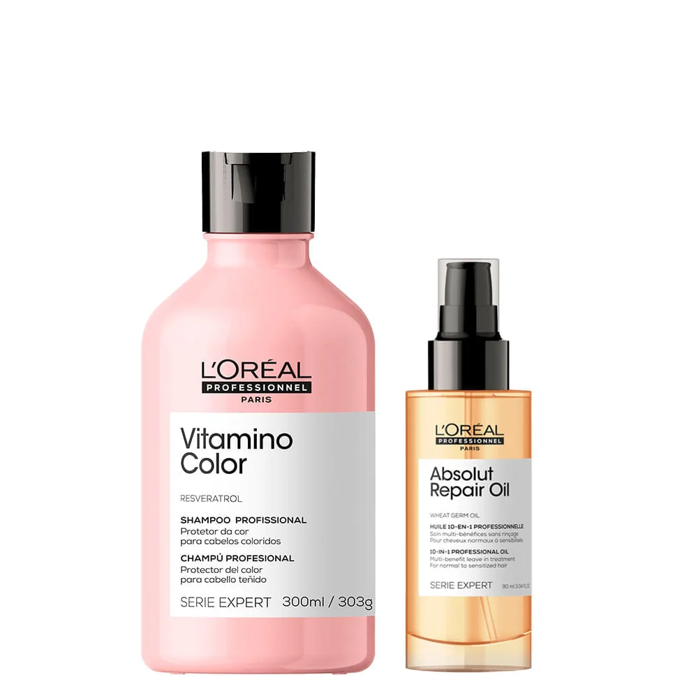 Kit Óleo 90ml + Shampoo 300ml - L'Oréal Professionnel - Serie Expert Absolut Repair Gold Quinoa + Vitamino Color