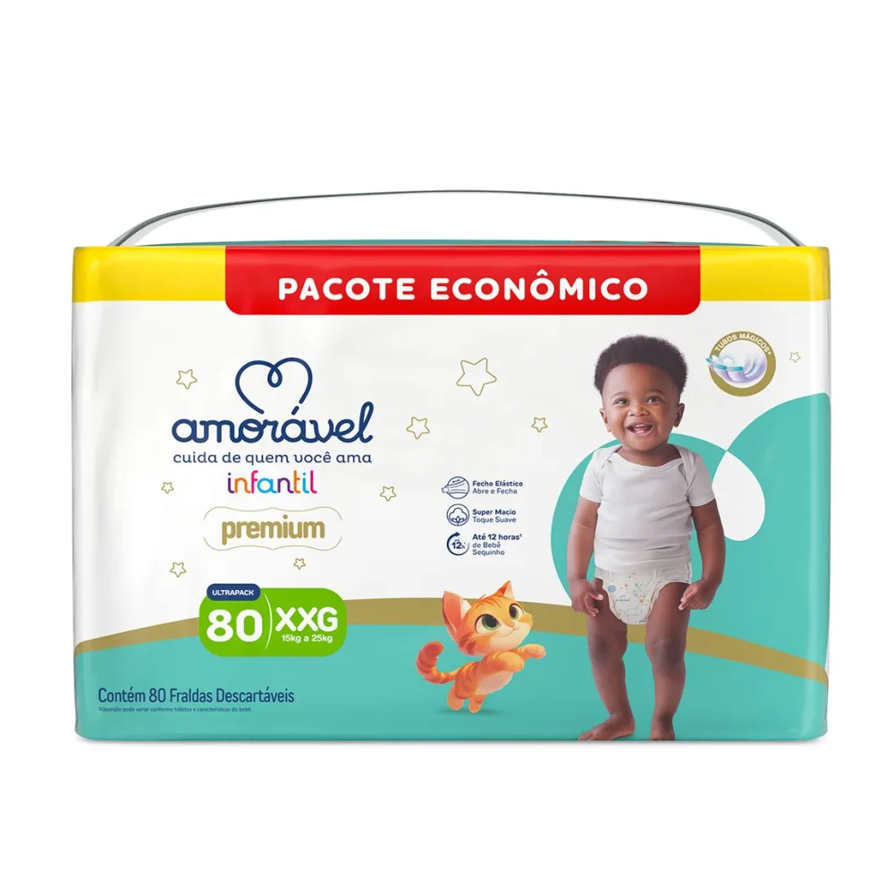 Fralda Amorável Premium Ultrapack Xxg 80 Unidades