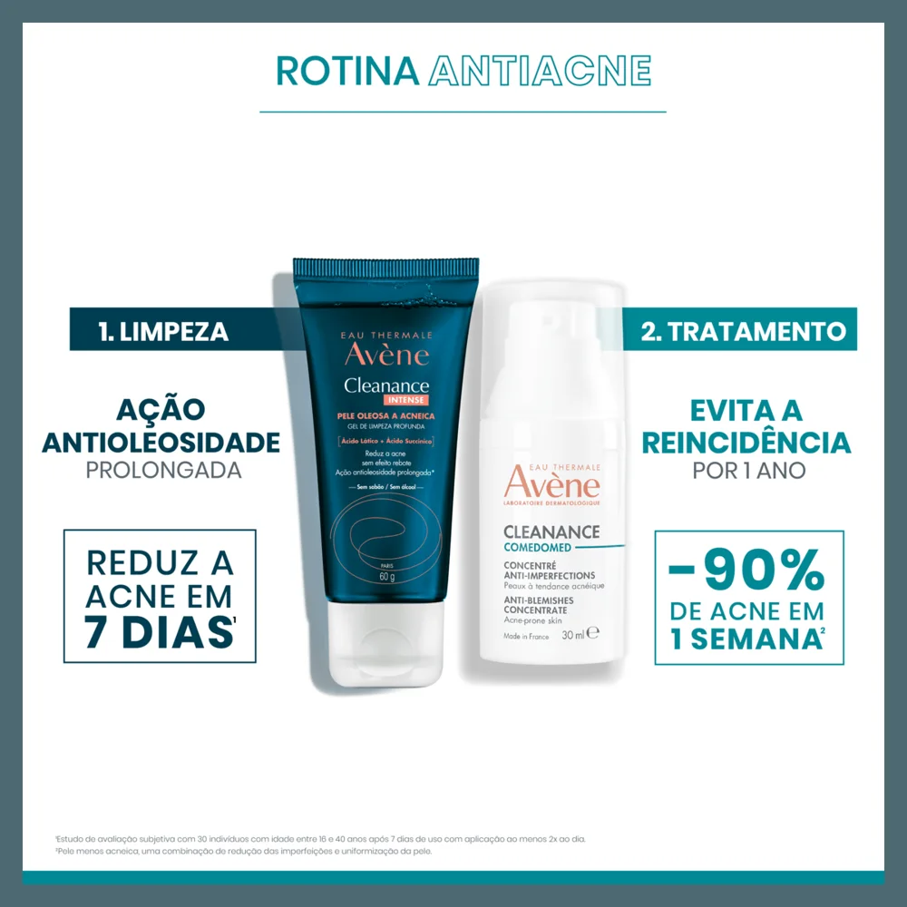 Kit Cleanance Rotina Antiacne: Sérum Avène Cleanance Comedomed 30ml 1 Unidade + Gel de Limpeza Cleanance Intense 40g 1 Unidade